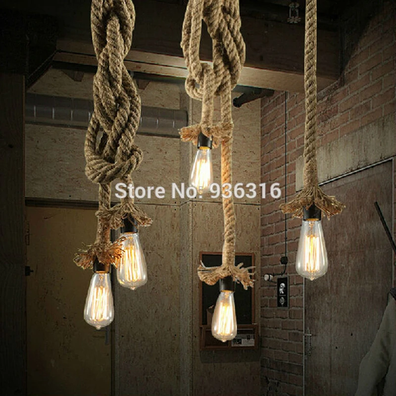 Blueking творческий DIY личности ар деко подвесной светильник halling Лофт пеньковый