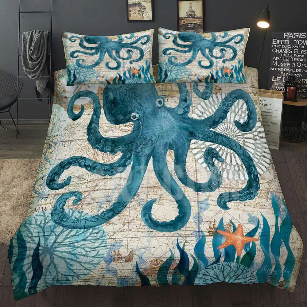 

Thumbedding Sea Animals Bedding Sets Seahorse 3D Duvet Cover Set Real Sea Environment Experience Comforter Cover with Pillowcase
