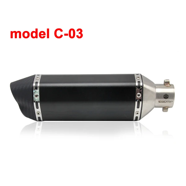 model C-03 ZSDTRP универсальный мотоцикл Akrapovic выхлоп модифицированный Кроссовый глушитель для FZ6 CBR250 CB600 MT07 ATV Dirt Pit Bike - Цвет: model C-03