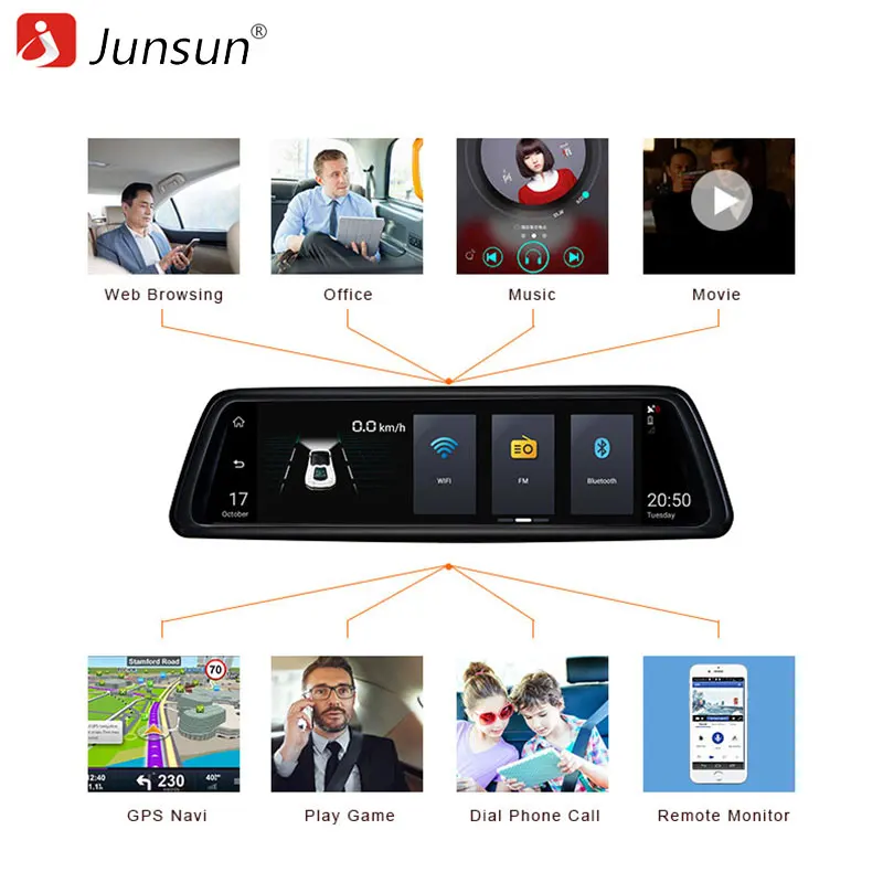 Junsun K759 автомобиля Камера DVR 4 г специальное зеркало 10 &quotсенсорный Android 5.1 ADAS Wi Fi GPS