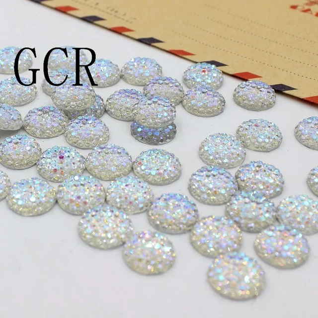 crystal AB 10mm Кристалл AB, 10 мм, 50 шт./лот, стразы из смолы с плоской задней стороной, круглые стразы, кабошон, стразы из смолы с плоской задней поверхностью для украшения своими руками - Цвет: crystal AB 10mm