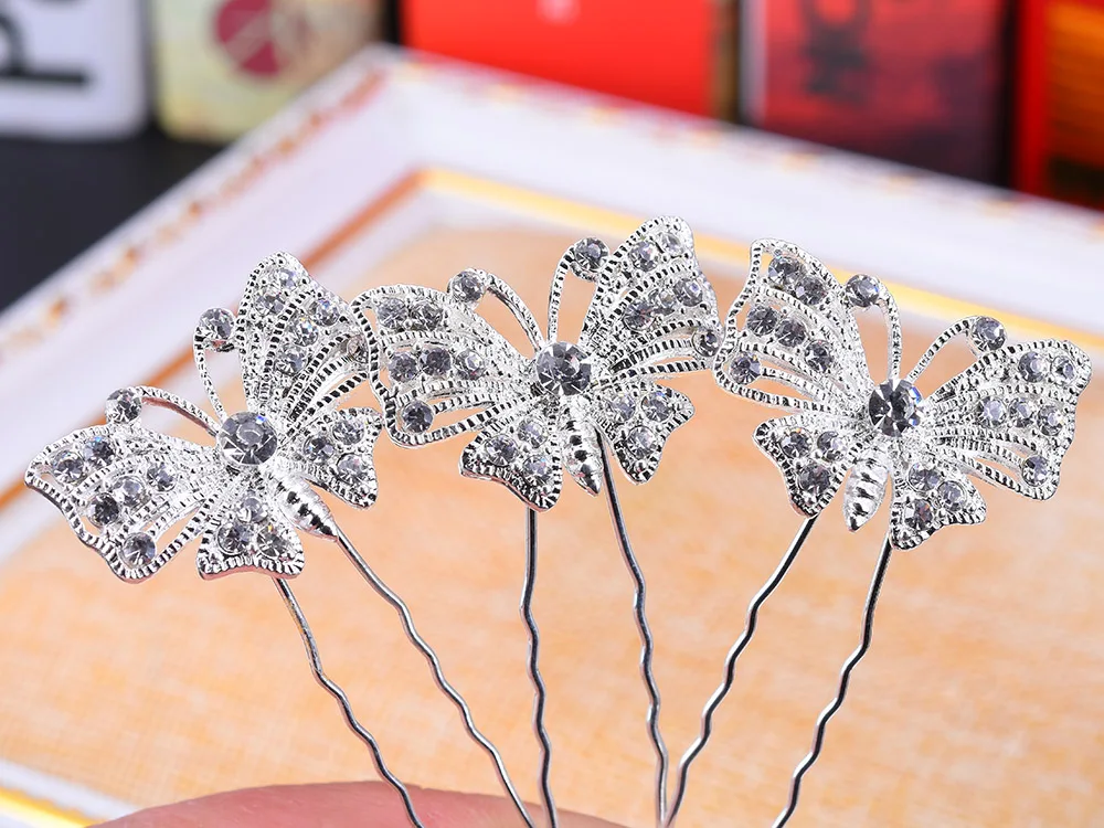 Оптовая продажа 20 штук цветок со стразами женские свадебные волос партии