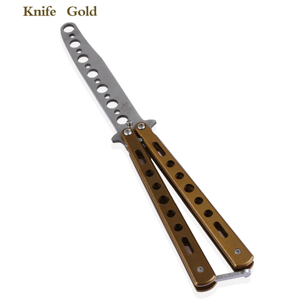 Knife Gold 1 шт. складной нож-бабочка из нержавеющей стали стильные расчески Потрясающие ножницы для волос тренировочные Инструменты для укладки волос - Цвет: Knife Gold
