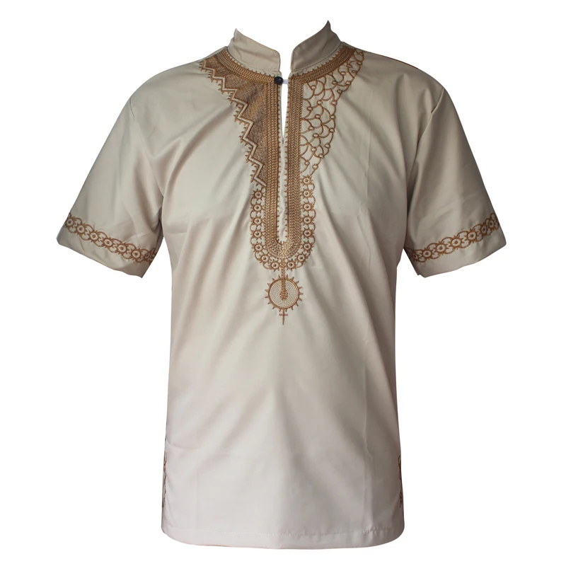 Африканская мода вышивка мужские Дашики Топы с коротким рукавом этнические