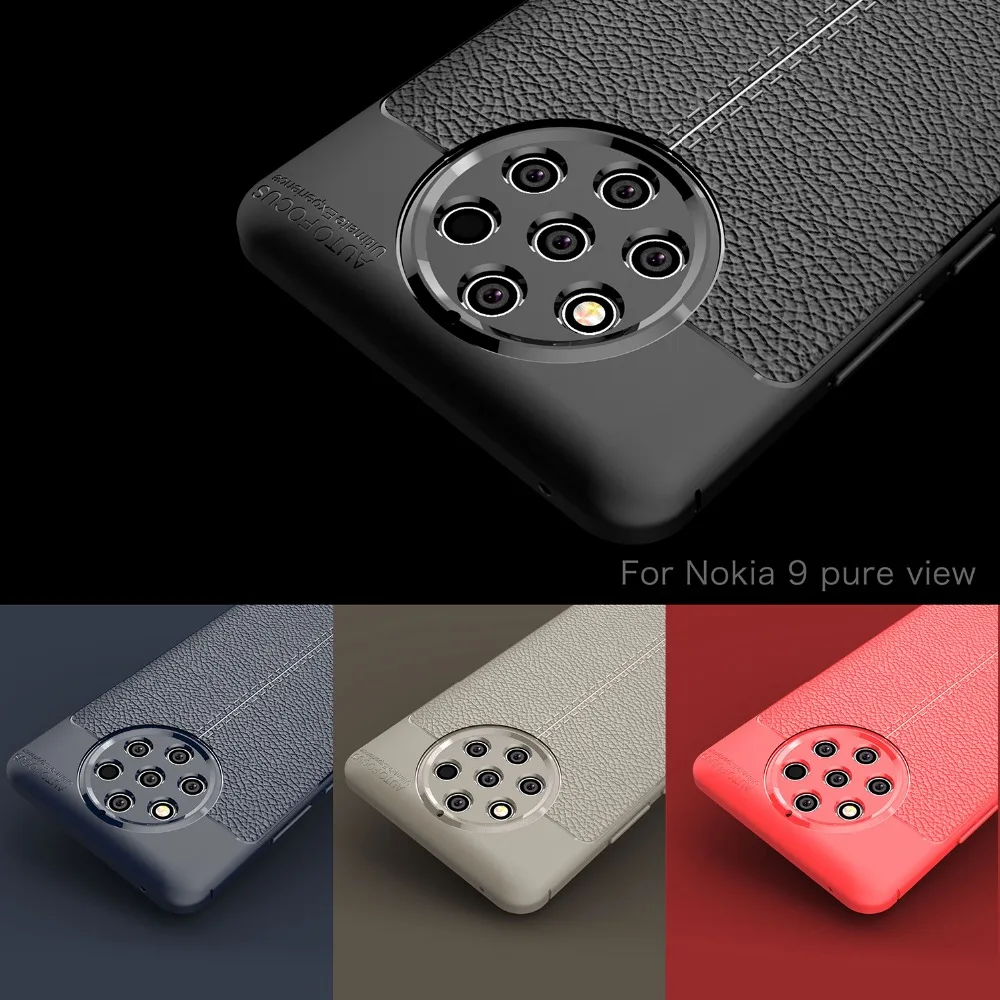 Для чехлов Nokia 9 Pure View Cover противоударный роскошный кожаный мягкий ТПУ чехол для