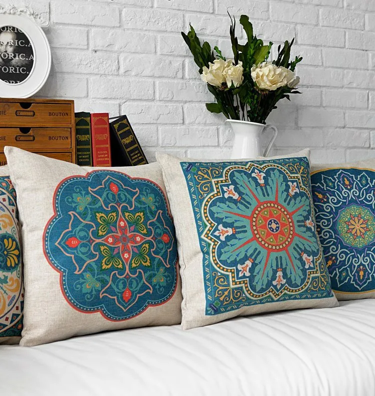 Прямая поставка винтажная синяя Цветочная подушка наволочка китайское