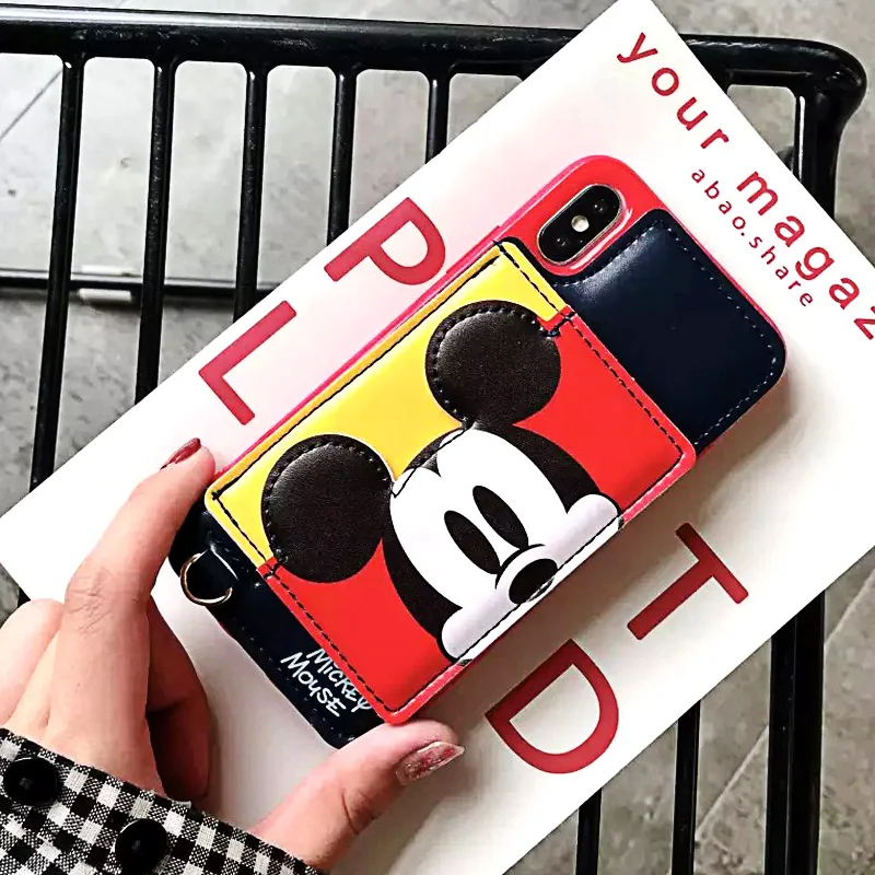 Phone Cases For iphone 6 6S 7 8 Plus X XS XR MAX Pop 3D Bracket Stitch Minnie Mickey Winnie Wallet Leather Hold Card Cover Case |