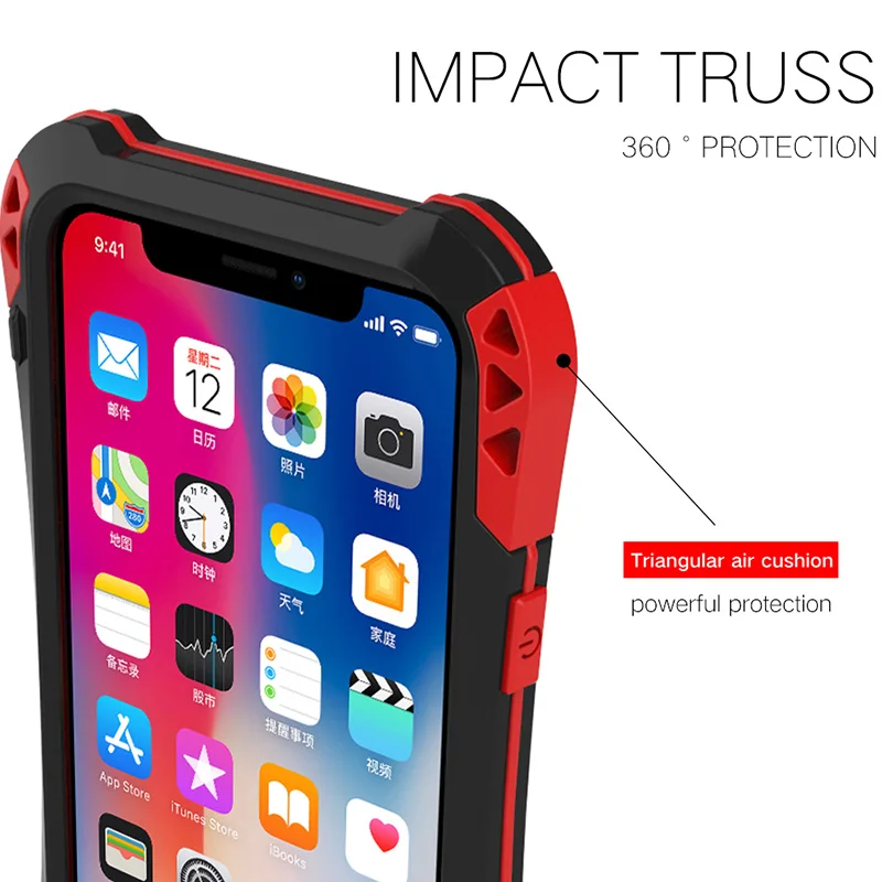 Shockproof Metal Cover for Iphone 8 Plus 7 360 Case Luxury Aluminium Silicone Gorilla Glass iphone X 10 Full Body |