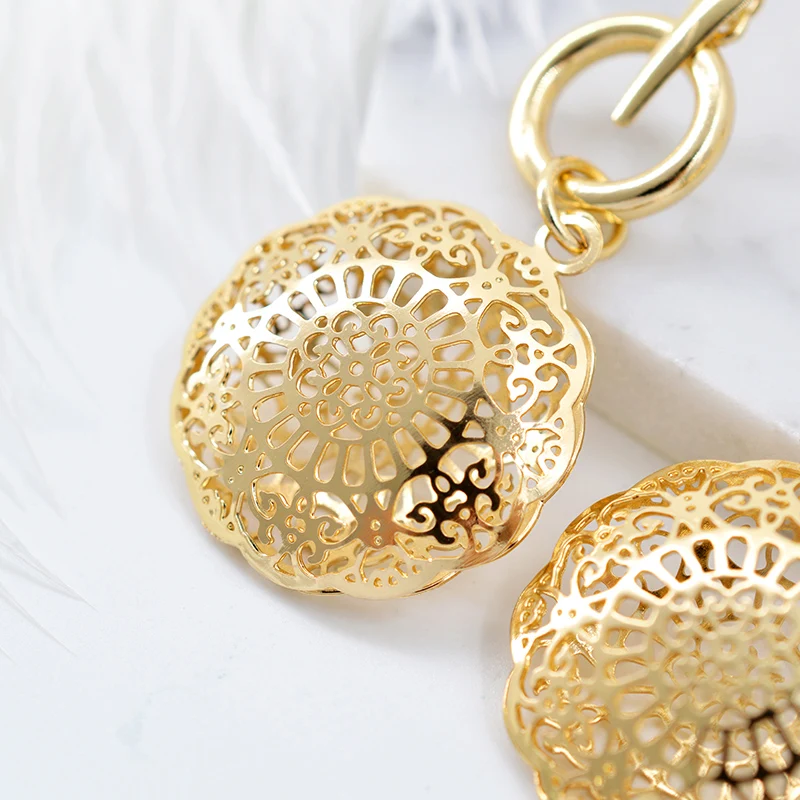 Солнечные ювелирные изделия серьги кулон комплекты украшений для женщин круглый