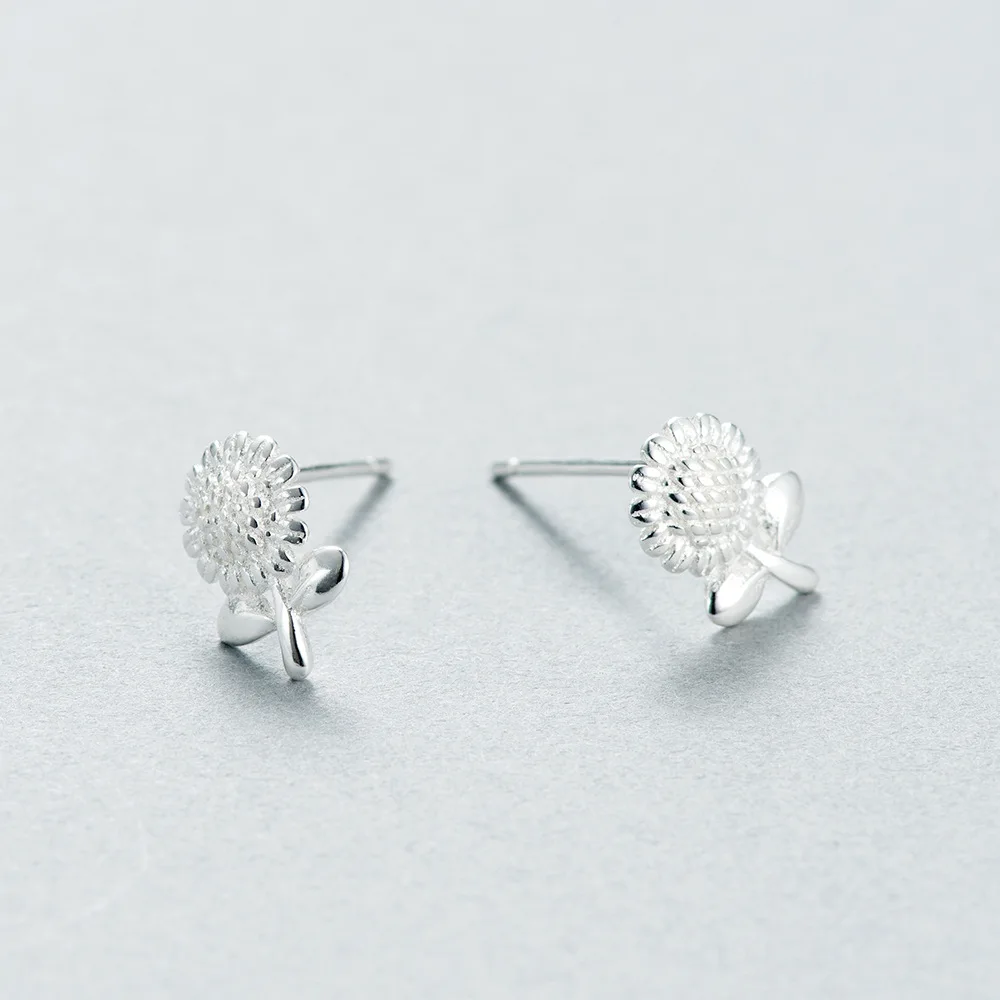 Серьга Подсолнух 100% Стерлинговое Серебро 925 пробы ювелирные изделия модный