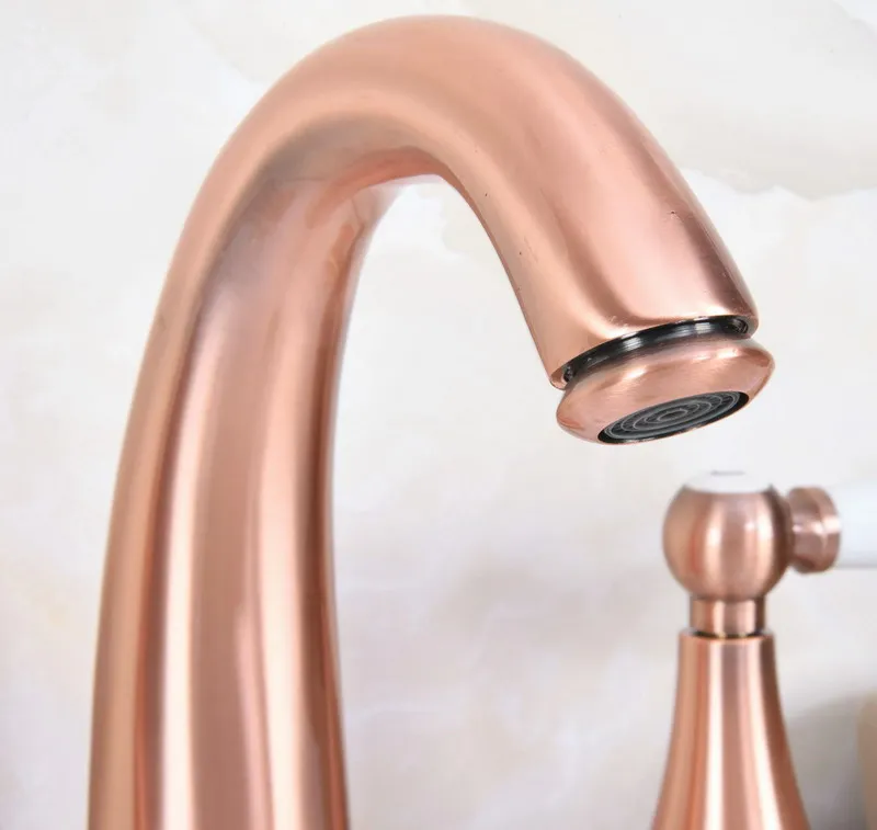 3 шт. античная красная медь на бортике смеситель для ванной комнаты Смеситель