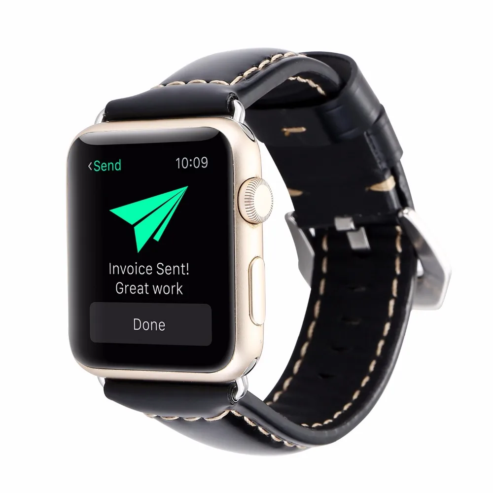 Ремешки для наручных часов из натуральной телячьей кожи 22 мм 24 Apple iWatch 38 42