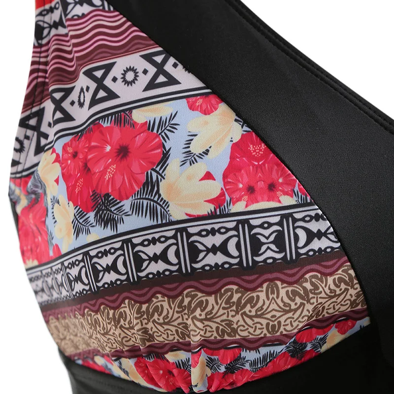 Плюс размер винтажный этнический Африканский плинтус танкини набор женский