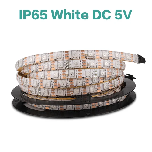 IP65 WHITE WS2812B Светодиодные ленты DC 5V чёрно-белые печатные платы умный прибор приемно-пикселей WS2812 IC 30/60/144 светодиодный s RGB 50 см 1 м 2 м 3 м 4 м 5 м 17Key бар - Испускаемый цвет: IP65 WHITE