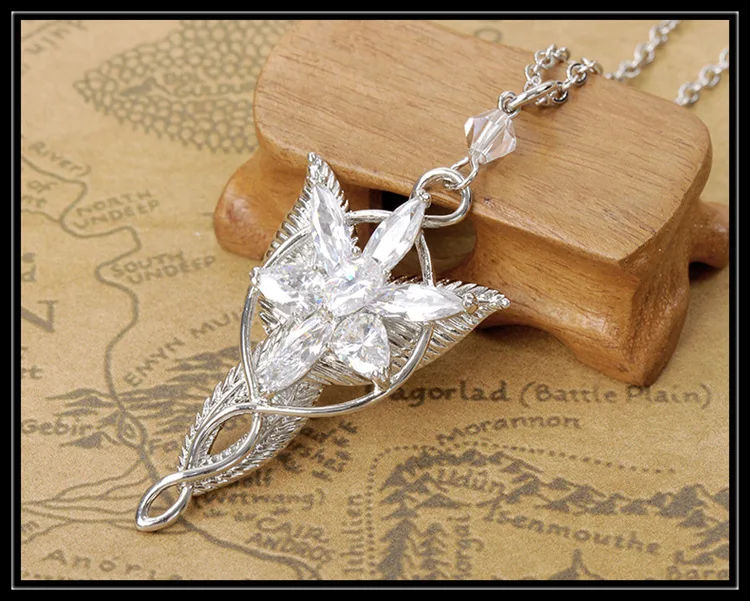 Серебряное ожерелье чокер Властелин лотра Arwen Evenstar хрустальное ожерелье с подвеской Женская цепочка винтажное ювелирное изделие в виде Хоббита Ketting