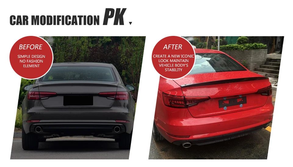 Задний спойлер из углеродного волокна, крыло для Audi A4 S4 Sedan, задний багажник, спойлер, крыло