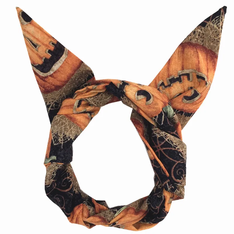 Тюрбан с принтом тыквы на Хэллоуин рокабилли повязка голову бандажом бандажный