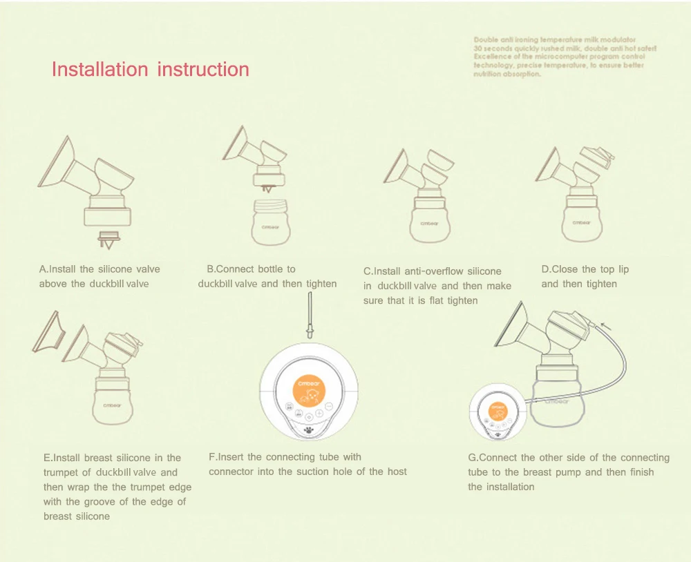 Портативный Электрический молокоотсос Cmbear Ультра тихий массаж анти-обратного потока безопасный материал BPA свободный Расширенный молокоотсос