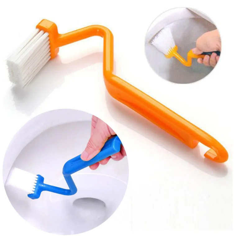 

Portable Toilet Brush Scrubber V-type Cleaner Clean Brush Bent Bowl Handle