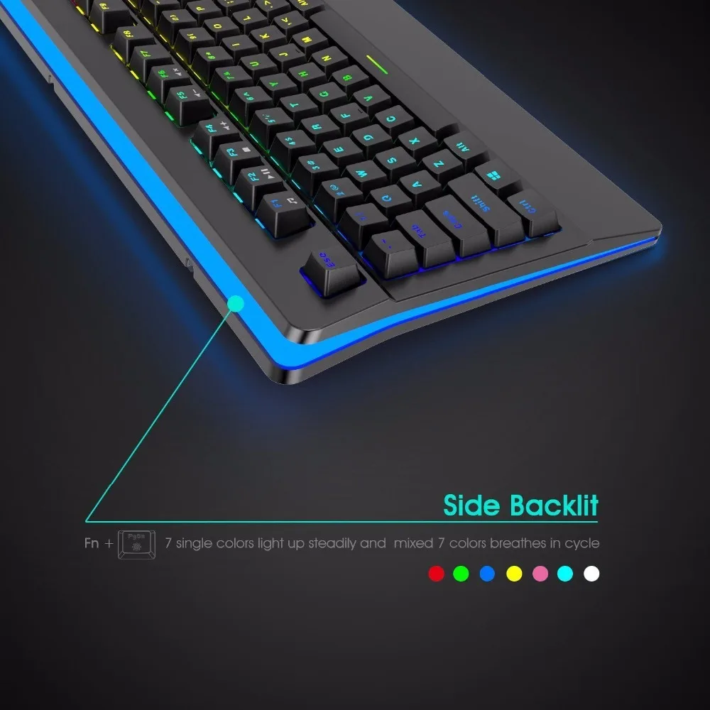 РК pro104 LED Подсветка Механическая игровая клавиатура 104 ключей N Key Rollover клавиатуры