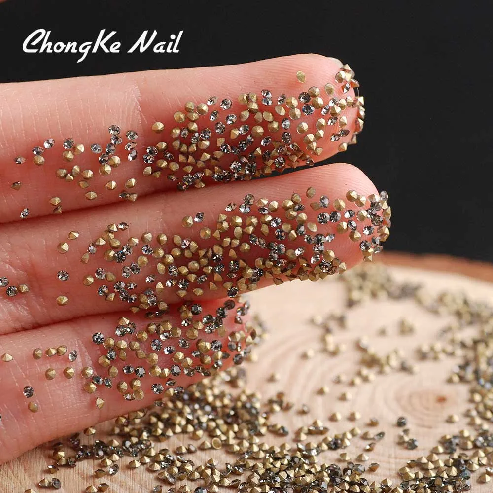Gray Hisenlee SS3 1,3 мм стекло Pixie AB микро точечные Стразы Серебряная задняя часть для ногтей Кристаллы украшения для ногтей - Цвет: Gray