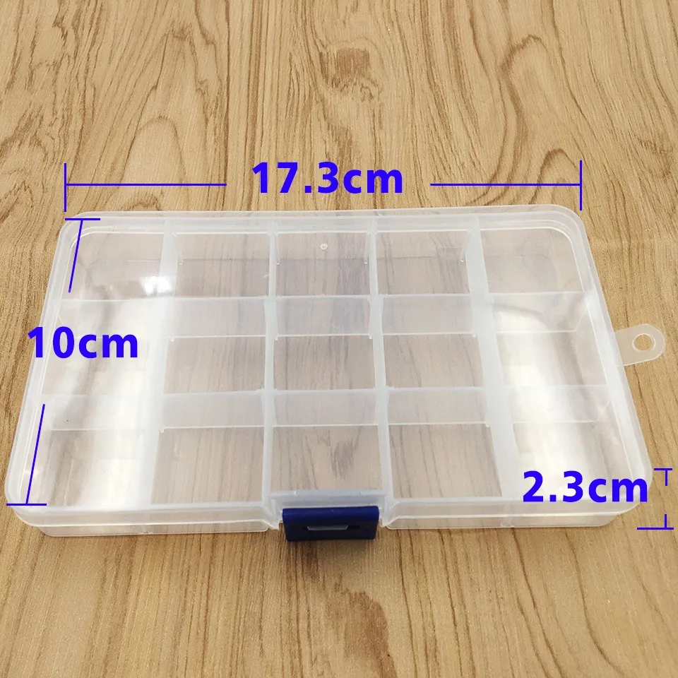 Plastic 15 Slots Jewelry Adjustable Tool Box Case Craft Organizer Storage Beads Convenient Fishing Lure Tackle Boxes | Инструменты