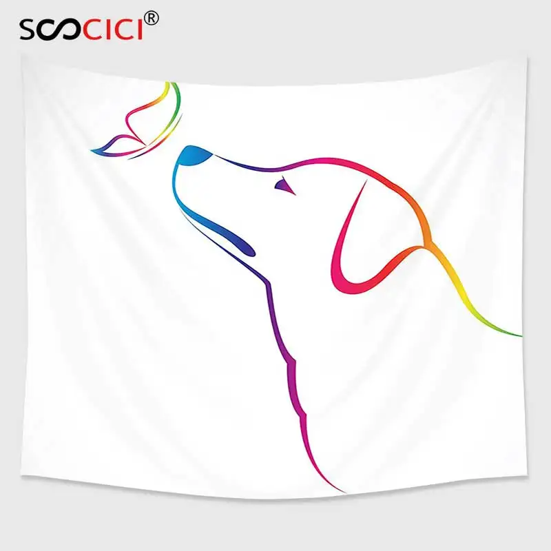 Настенный Гобелен Cutom декор для любителей собак изображение Лабрадора с бабочкой