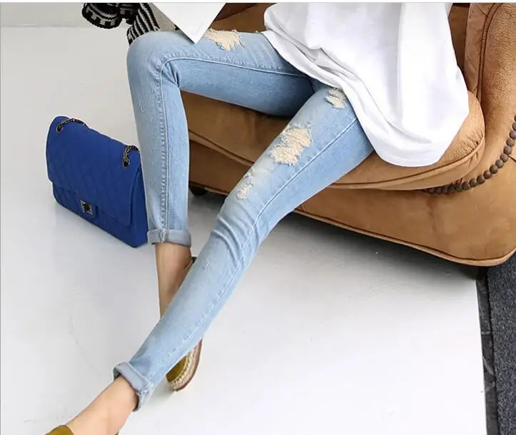 

2019 hot thin new fall and winter maternity jeans trousers stretch Slim fashion prop belly pregnant women pencil pants