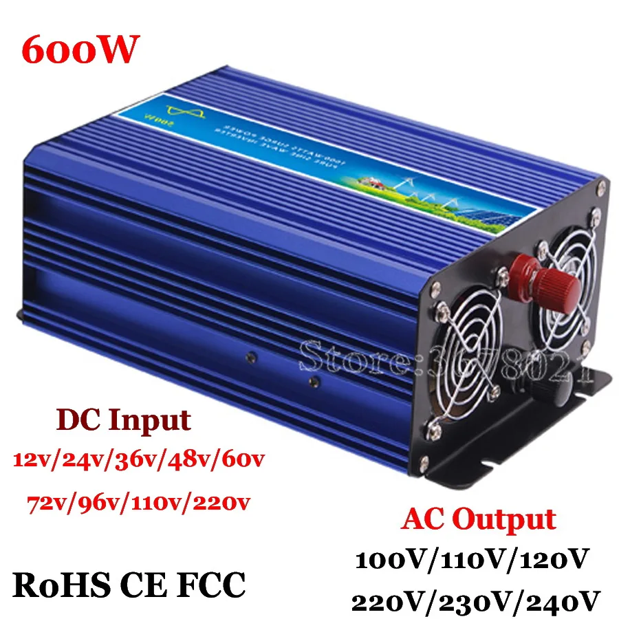 600W преобразователь вне сети Чистая синусоида Инвертор солнечной энергии и ветра