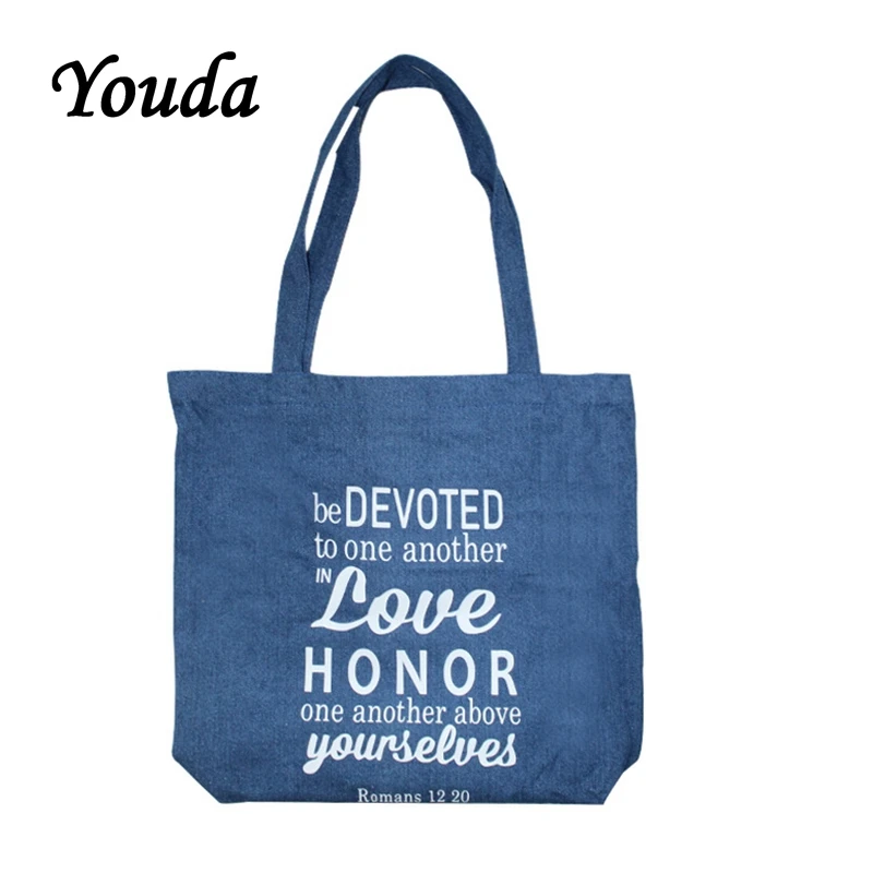 Youda Корея Новая Джинсовая сумочка с буквенным принтом сумка на плечо модные