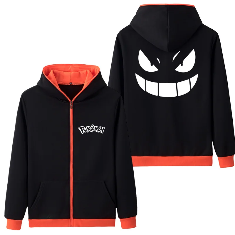 Pokemon Gengar/толстовка с капюшоном для взрослых; мужская толстовка с капюшоном в стиле аниме; толстовки на молнии; пальто; Верхняя одежда; толстовка; пять цветов