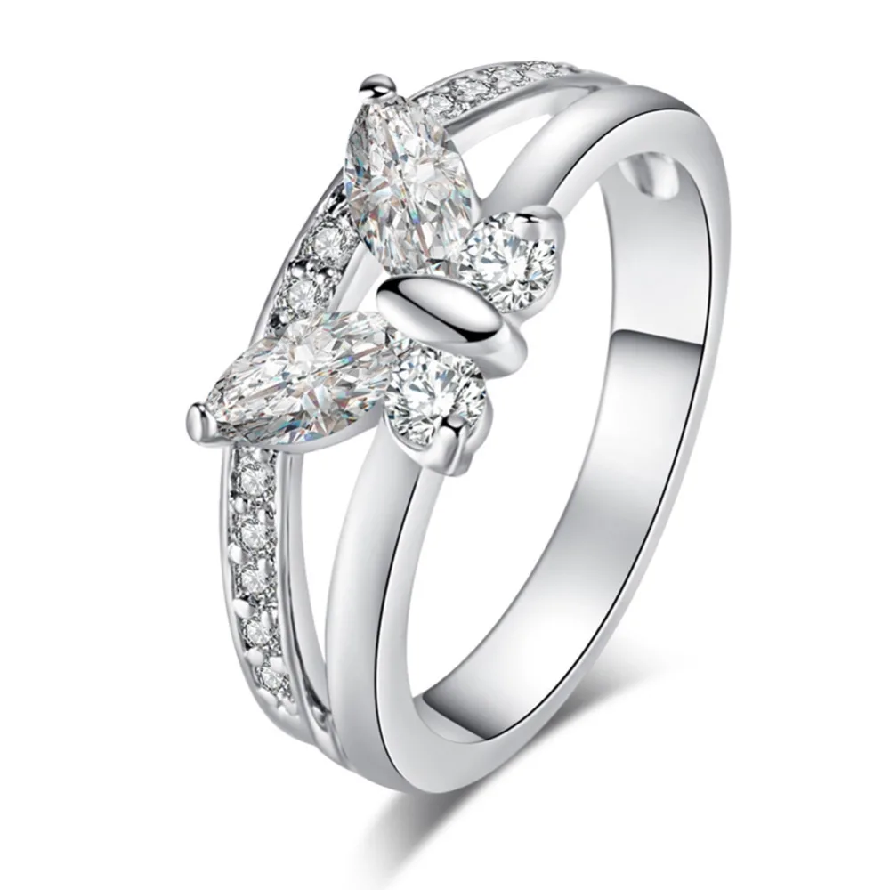 Мода 2017 г. Для женщин ювелирные изделия Белый Циркон Посеребренная Бабочка