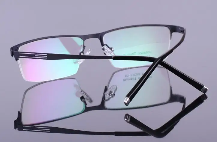 

New Titanium Blue Eyeglass Frame Half Rimless Blue Glasses Spectacles men women Eyeglasses Rx able