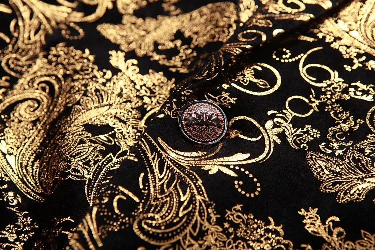 Мужские костюмы Shenrun с золотым узором облегающие смокинги для свадьбы цветочный