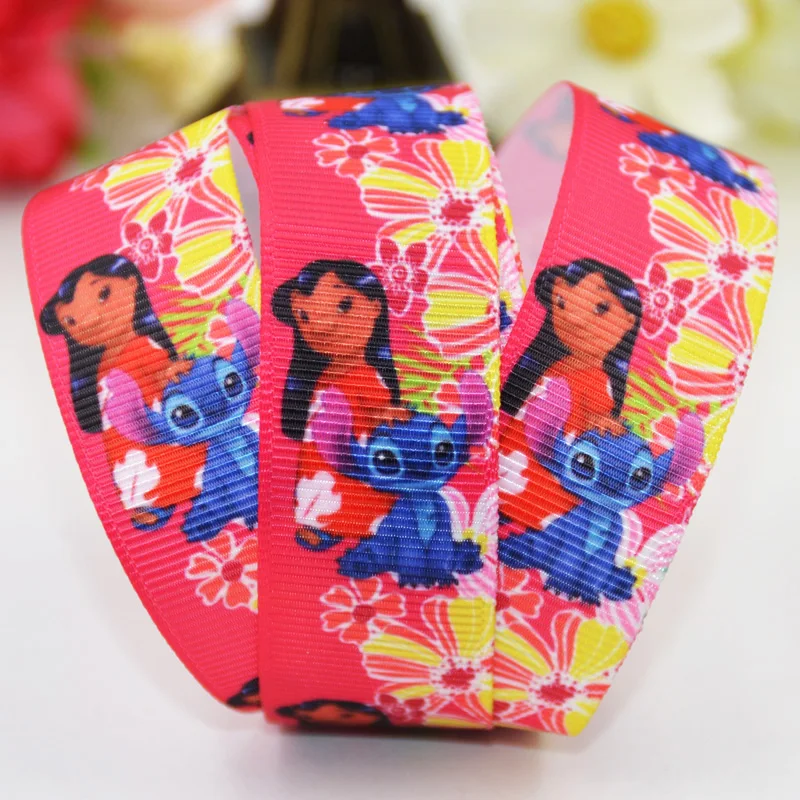 7/8 ''(22 мм) Lilo Стежка мультфильм характер печатные корсажная лента вечерние атласные ленты украшения OEM 10 ярдов Mul044 - Цвет: X 01413