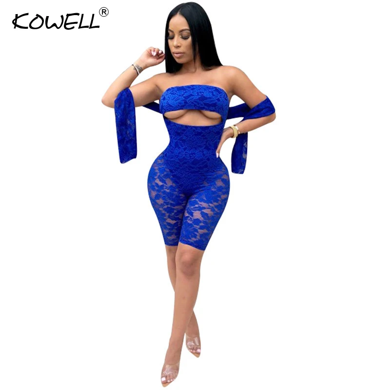 Женский комбинезон с открытыми плечами кружевной шарфом Летний Пляжный 2019 |