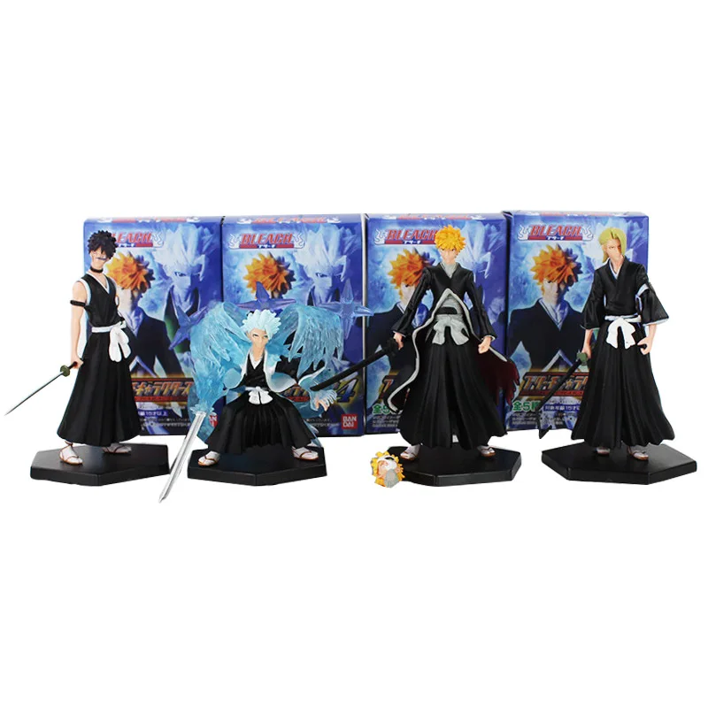 With Box package 4 шт./лот 9-12 см BLEACH Kurosaki Ichigo Hitsugaya Toushirou ПВХ Рисунок Игрушки Коллекции модель куклы детские подарки - Цвет: With Box package