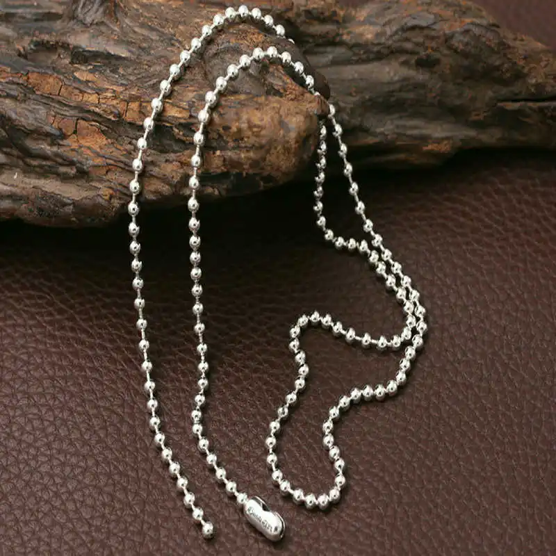 S925 sterling silver men's necklace personalized fashion jewelry round beads with a chain of 2018 new gift to send lover | Украшения и