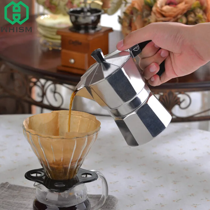 WHISM, алюминиевый фильтр, кофейник, плита, Moka, эспрессо, Перколятор, портативная кофеварка, латте, кафе, чайник, металлическая кофейная посуда
