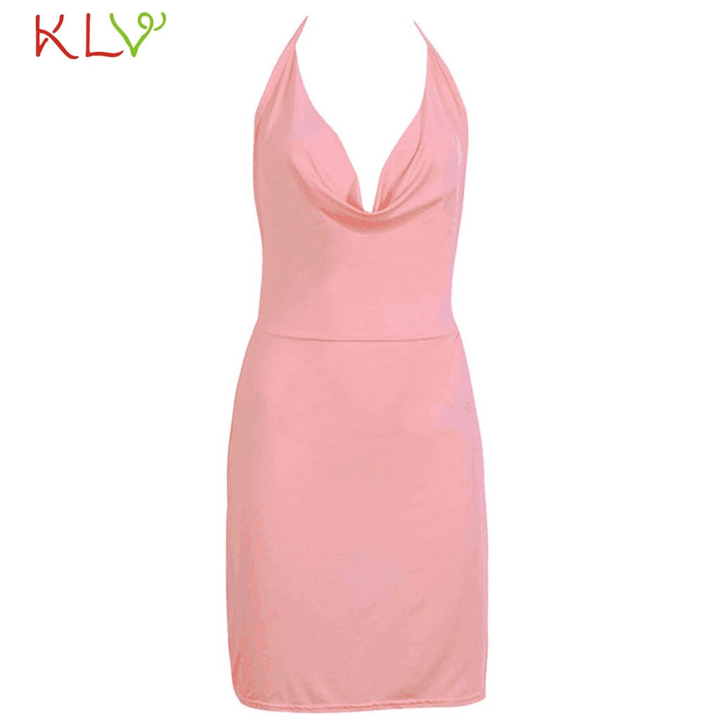 Женское платье с открытой спиной Элегантное повседневное летнее лямкой на шее