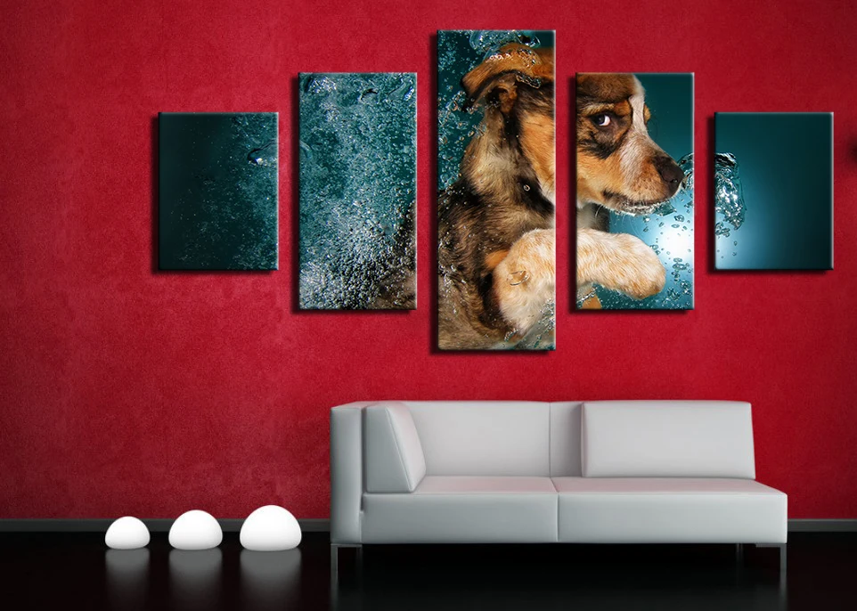 Картина без рамы 5 шт. с изображением милых животных на холсте для гостиной