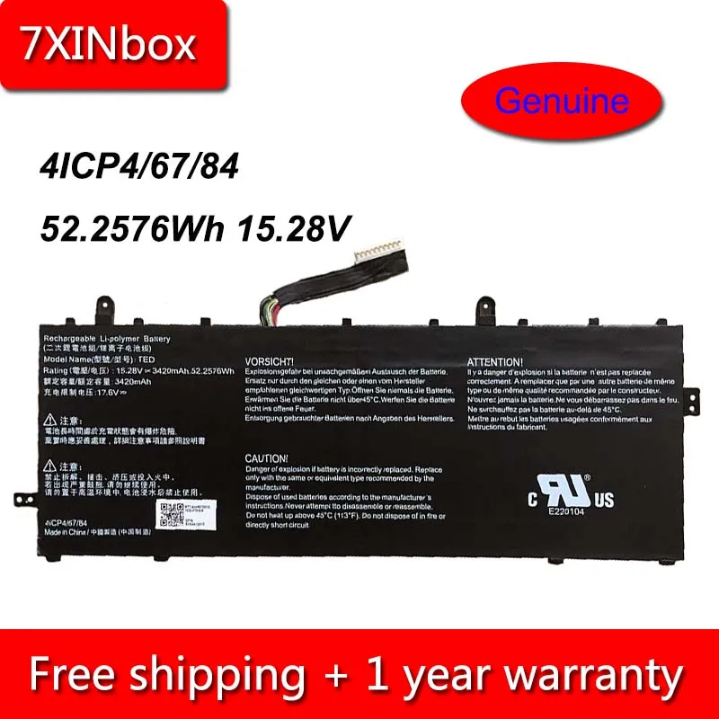 7xinbox 52.2576Wh 3420mAh 15 28 V подлинный 4ICP4/67/84 TED Аккумулятор для ноутбука серии