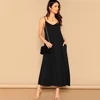 SHEIN Платье На Бретелях С Карманом, Повседневное Прямое Платье Без Рукавов Летнее Стильное Платье