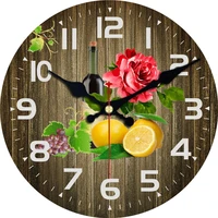shabby chicflower fruit wine wall clocksvintage wall clockwall watches home decorlarge kitchen clock