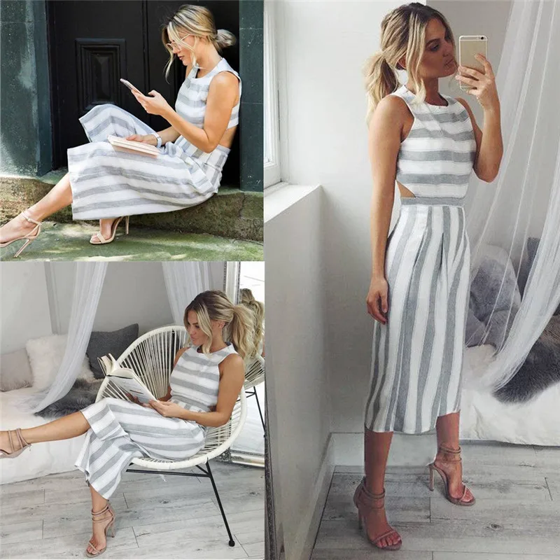 Летний женский комбинезон сексуальный повседневный элегантный без рукавов в