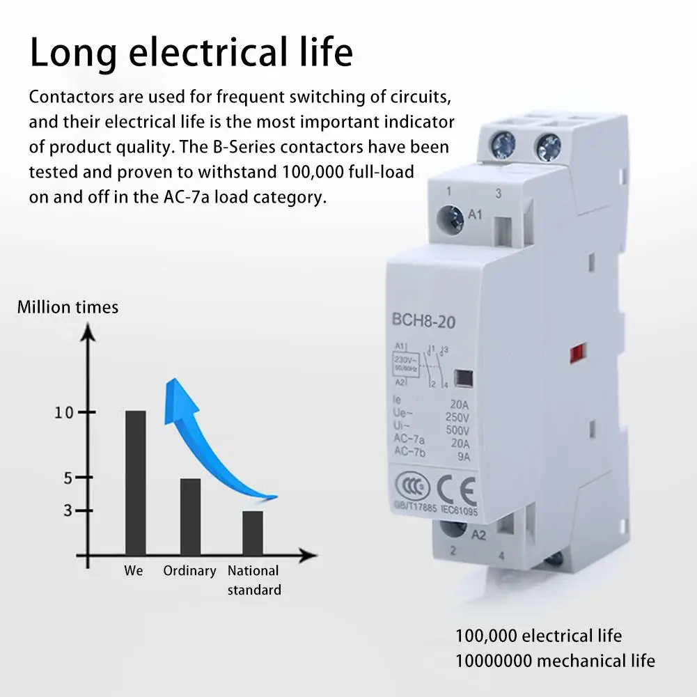 Контактор переменного тока 2P 20A 230V 2NO 60HZ Din Rail бытовое прочное реле контактора