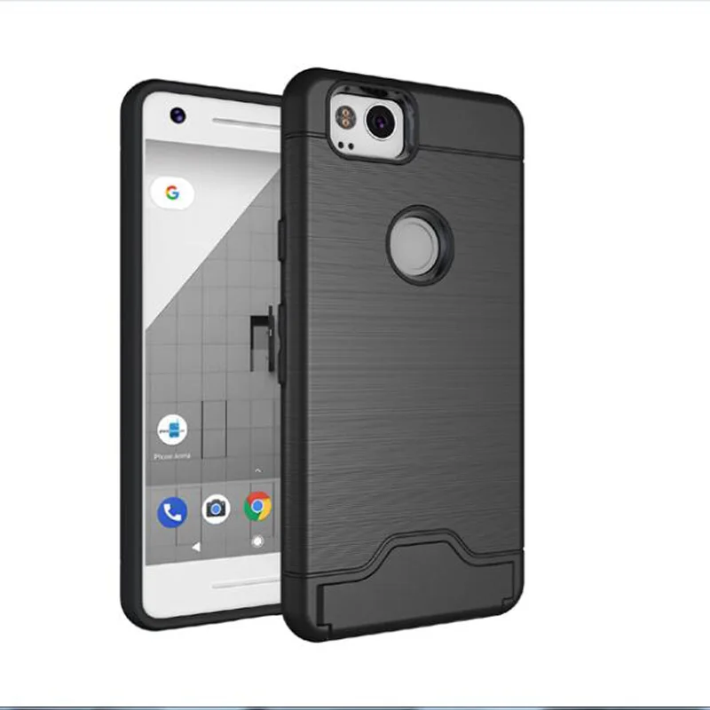 Для Google Pixel XL 2 шт. + силиконовый чехол с подставкой и отделением для кредитных карт