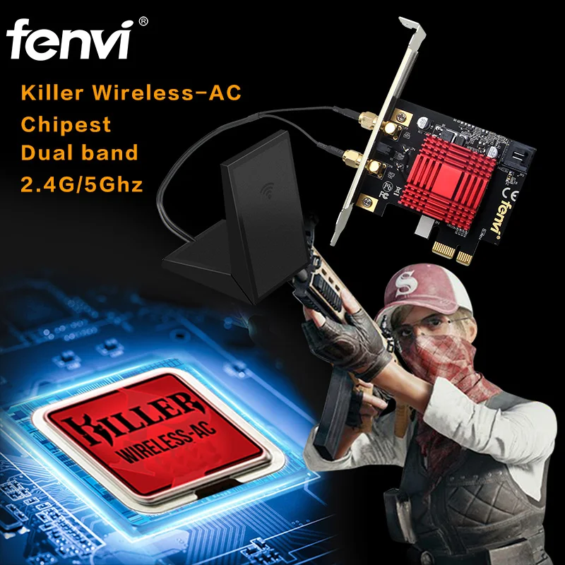 Двухдиапазонный 802.11ac Killer Network Bigfoot 1200M беспроводной AC Wifi Bluetooth 4 1 PCI Express PCi E