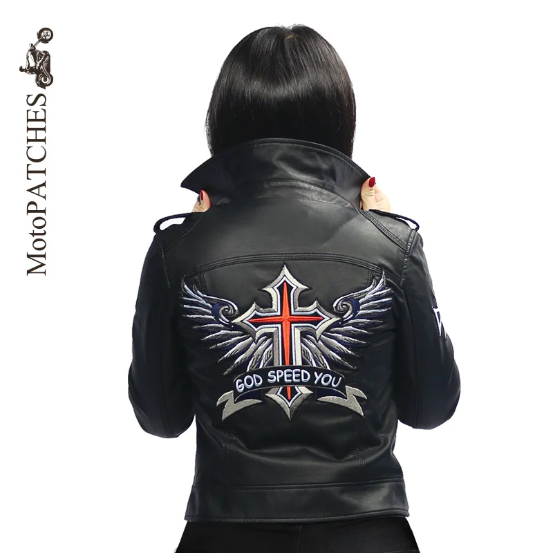 MotoPATCHES вышитые железные нашивки Большой Панк Бог скорость вы крест крыло бейдж