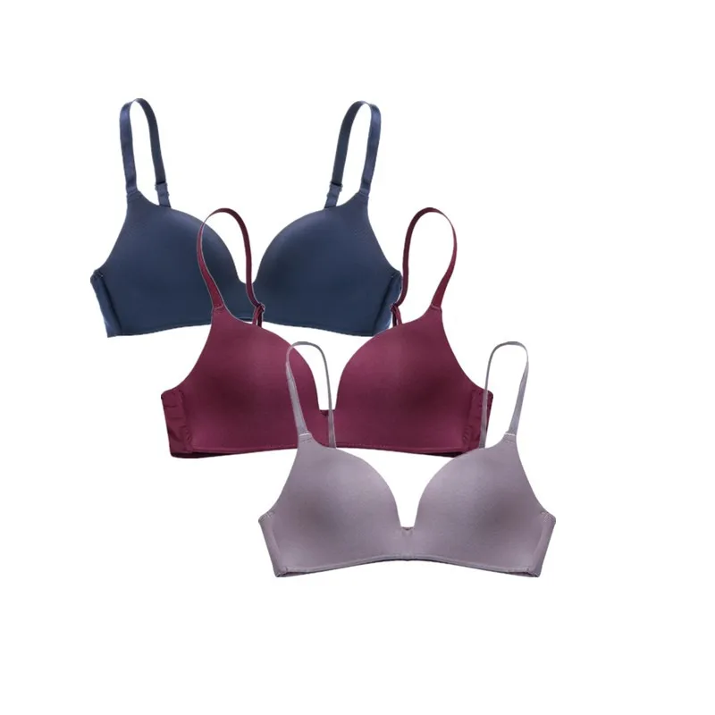blue red khaki Varsbaby 3 шт./партия дамское сексуальное бесшовное нижнее белье пуш-ап без косточек с глубоким v-образным вырезом - Цвет: blue red khaki